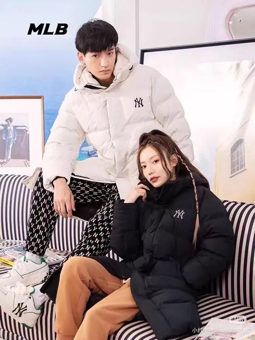 MLB冬季新款长款鹅绒情侣连帽羽绒服 商品图1