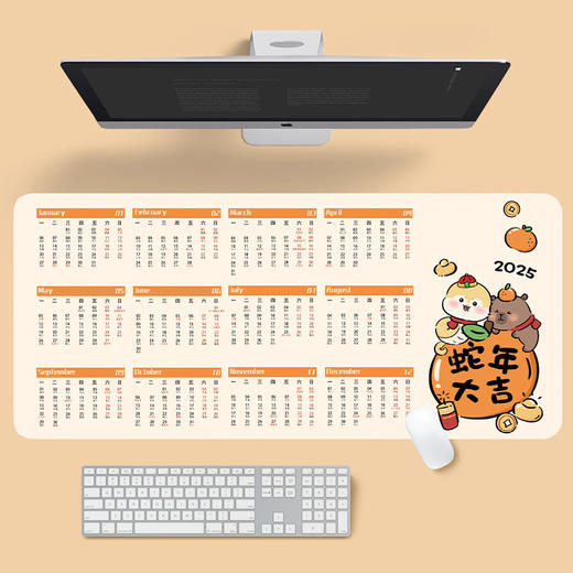 【蛇年限定❗️好运日历鼠标垫】细腻防滑底纹，吸附力强，随意滑动不偏移！新年春节2025年超大防滑水洗办公礼品台历年历月历键盘垫子2026马年新年款L 商品图8