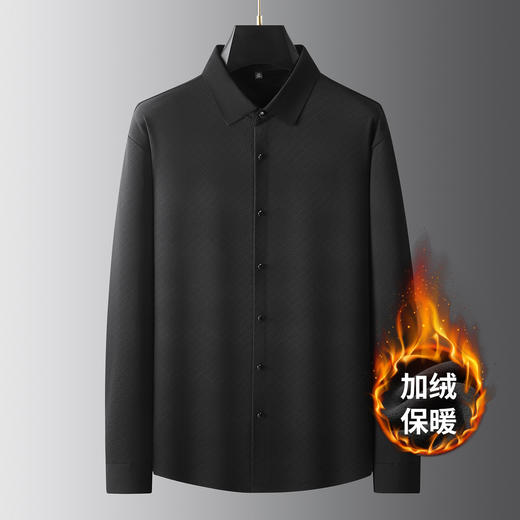 大依优型大码男装秋冬免烫加绒翻领长袖衬衫休闲商务衬衣上衣300斤 商品图6