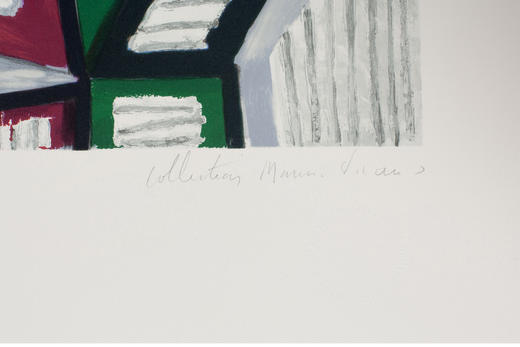 独角鹿西洋古董 20世纪法国艺术家创作出品彩色石版画《坐着的女人》 商品图5