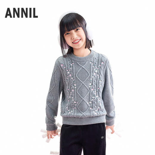 【实体店同款】女童长袖针织衫冬季新款安奈儿童装AG544069 商品图0