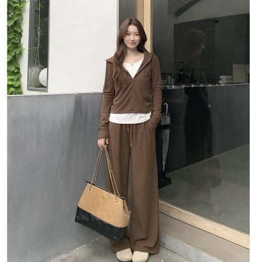 【Beau Muse】时尚潮流休闲百搭仿羊绒假两件连帽套装LJT 商品图1