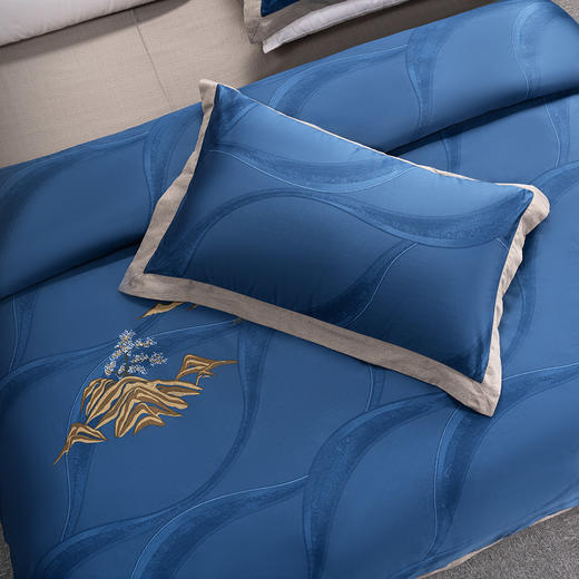 [水星家纺]月下轻歌长绒棉抗菌四件套(被套：200cm×230cm×1 床单：230cm×250cm×1，枕套:48cm×74cm×2) 商品图5