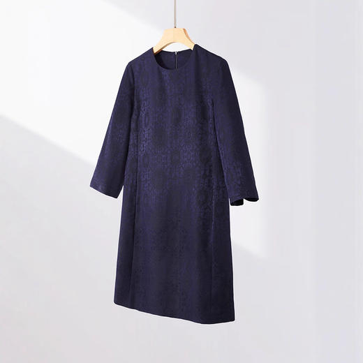 丁摩  极简重磅桑蚕丝+羊毛圆领光泽感提真丝连衣裙秋季5ZF-76002 商品图4