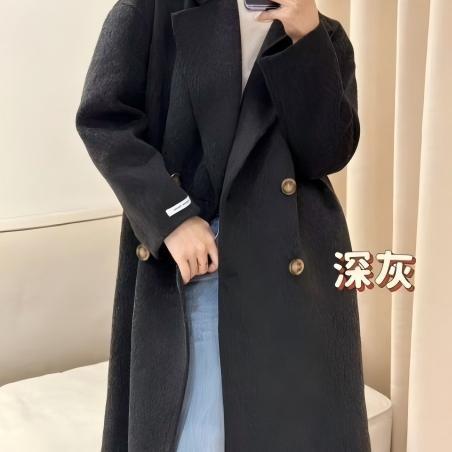 【分销】（送随机丝巾一条）冬季衣橱必备  质感双面呢大衣羊毛大衣  经典直身廓形，解锁百搭造型，给你行走的暖抱 商品图4