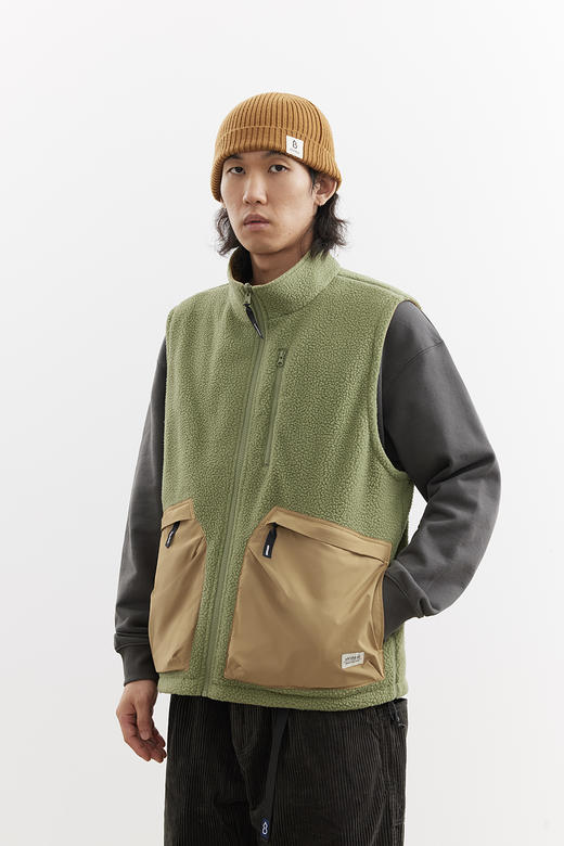 吃茶去chichaqu25秋冬双面穿抓绒马甲户外高领摇粒绒保暖山系男女 商品图0