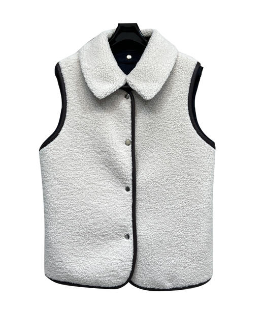女款可拆卸领皮毛棉服马甲he014 商品图2