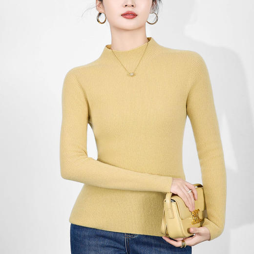 「高货wl」全新升级【铂金会员183/天猫239/差价56】(95229)洛诗琳气质百搭半高领羊毛上衣2025秋冬无缝一体针织衫女 商品图0