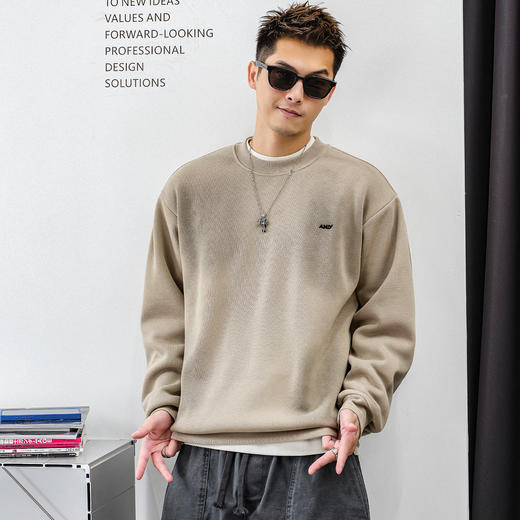 徐太浪【做旧擦色 休闲风】卫衣男秋冬款2025新款套头内搭打底衫 商品图2