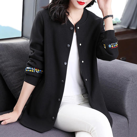 芳妮诗胖mm大码中长款外套女春秋外搭2026新款休闲夹克棒球服开衫 商品图2