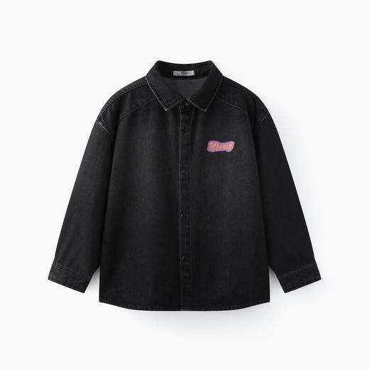 【MQD】童装儿童衬衫春季新款翻领长袖水洗牛仔衬衣时尚印花上衣 商品图5