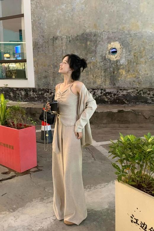 HAYES 慵懒风休闲褶皱吊带针织三件套套装 21556 商品图1