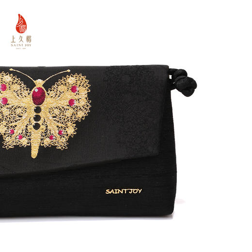 SAINTJOY/上久楷 女式手拿包斜背包 黑金蝴蝶 BWS25B1101 商品图3