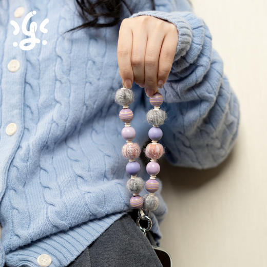 古古楽多功能奶油温柔秋冬毛线编织手机绳 商品图4