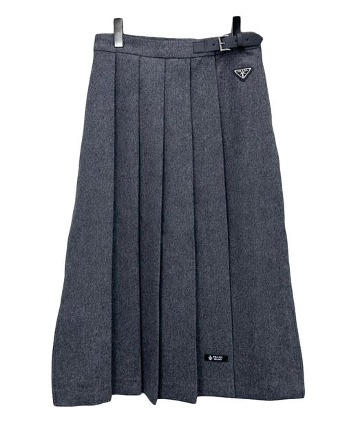 女款棉质皮扣百褶半裙hu020 商品图0