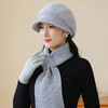 雀说 高级感优雅护耳保暖兔毛帽子围巾两件套针织帽M3905 商品缩略图0