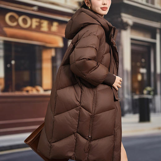 「高货kbnq」全新升级【铂金会员781/天猫1059/差价278】(72025)洛诗琳加厚中长款羽绒服2025冬季新款连帽过膝保暖外套 商品图3