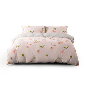 [水星家纺]温柔甜心全棉印花抗菌四件套(被套：200*230cm、床单：230*250cm、枕套：48*74cm*2)