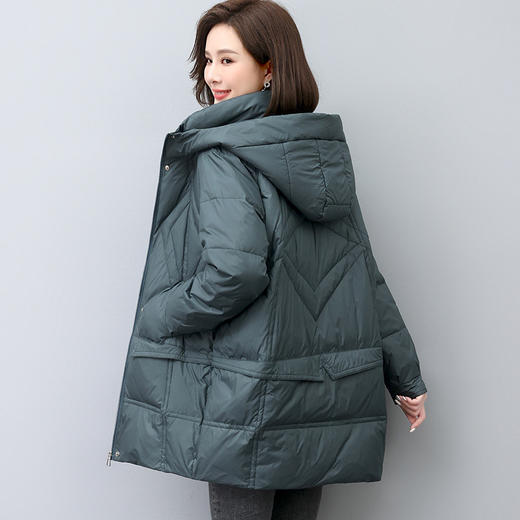 丁摩 90白鸭绒大码宽松休闲中长款羽绒服女冬装新款百搭羽绒外套5ZF-363211 商品图2