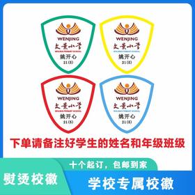 定制深圳市龙岗区文景小学熨烫校徽定做布标姓名贴胸章缝制包邮51