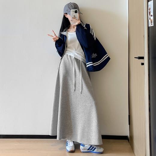 占姆士奥莱线上款  (裙长足够长，可在里面搭配保暖裤）韩系简约半身裙 女初春新款高腰直筒半裙垂坠感卫裙长裙子 商品图6