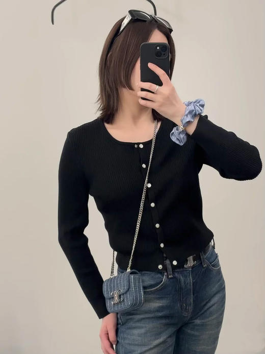 赛琳 25秋冬新款 黑色经典针织开衫(TM) 商品图5