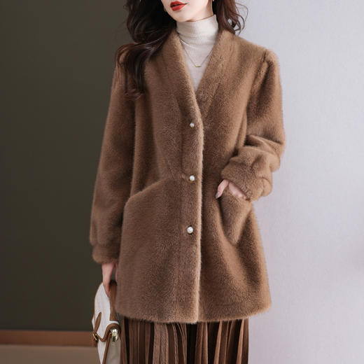 丁摩 冬季水貂绒皮毛一体大衣外套9060 商品图0