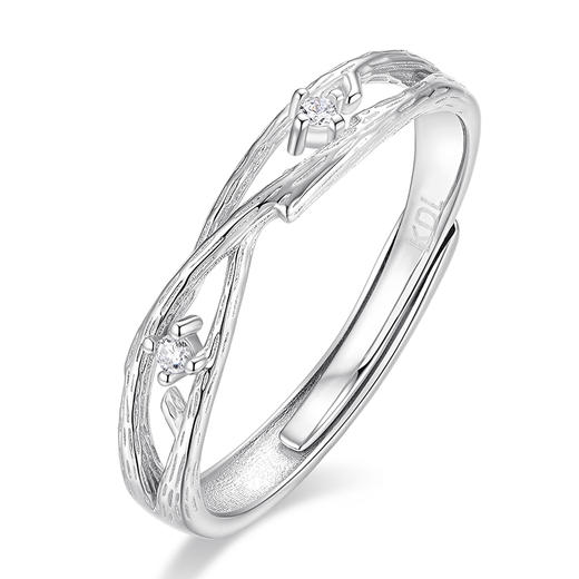 卡蒂罗KADER  荆棘玫瑰情侣对戒 足银999/925银 轻奢小众精致浪漫男女友氛围感开口可调节一对 简约气质高级感钟爱久久恋爱告白炙热的爱意 商品图2