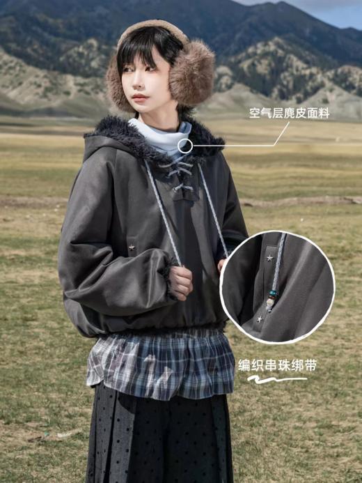 早乙女惠子saotome/STMWY14003/毛领麂皮夹棉卫衣 商品图2