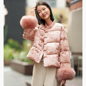 OPH XZ677狐狸毛高级感时尚气质休闲羽绒服新中式90白鸭绒厚外套
