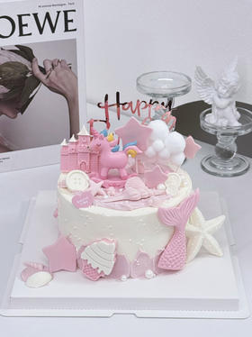 童趣木马女孩周岁百天蛋糕