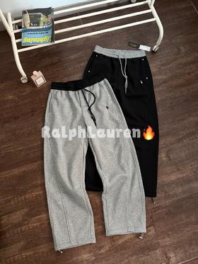 拉夫家冬季新款纯棉廓形宽松弯刀休闲卫裤