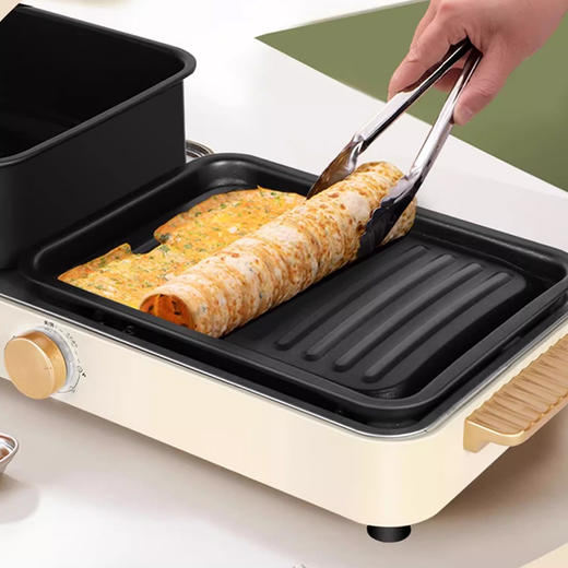 【欧锐铂 好事成双 涮烤一体锅】左涮煮右煎烤 火锅配烧烤 3.5L火锅容量 加长加宽大烤盘 5档旋钮调节 双区独立控温 商品图1