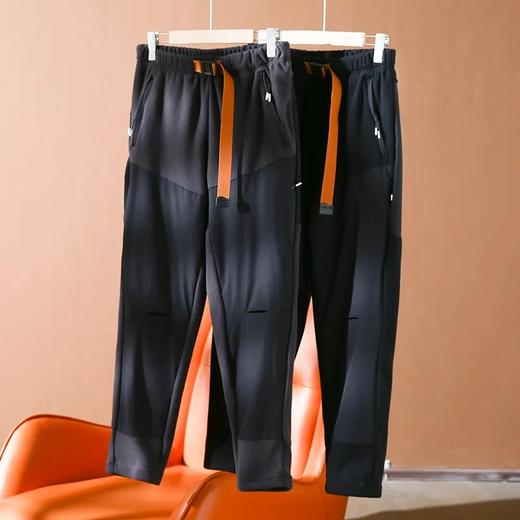 D111705户外机能风弹力防撕格子布拼接摇粒绒卫裤 商品图0