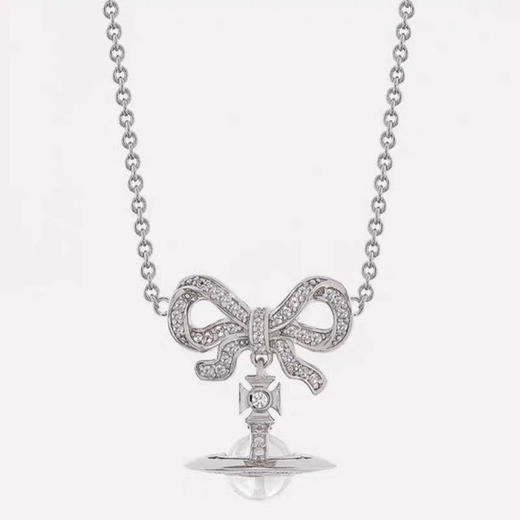 春日限定【抢先购】Vivienne西太后蝴蝶结透明球项链银色/耳饰银色 -mi_bba 商品图4