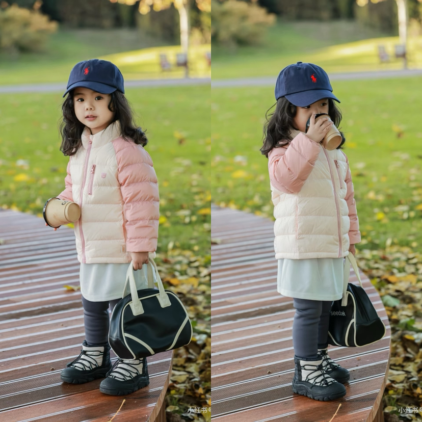 1117-8  TF羽绒面皮毛一体儿童雪地靴 童鞋