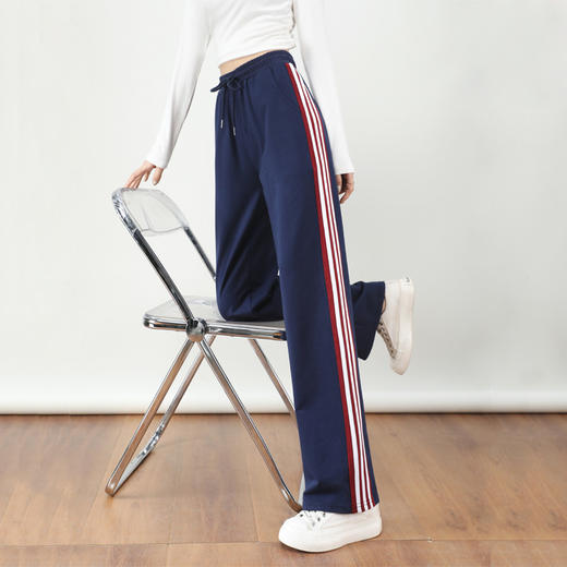 百媚生 棉质加绒加厚直筒休闲裤女阔腿宽松显瘦休闲裤CR95698 商品图3