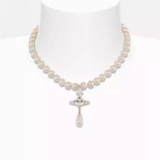 春日限定【抢先购】Vivienne西太后珍珠水滴吊坠土星项链j金色/银色   西太后珍珠水滴吊坠土星耳饰银色/金色-mi_bba 商品图7