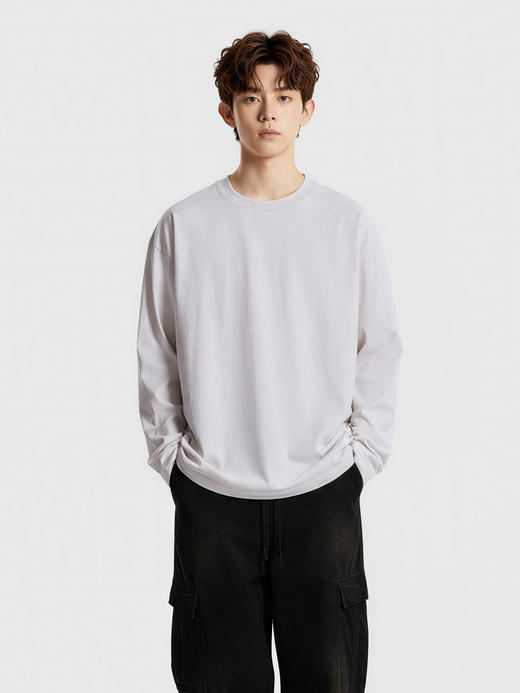 甄选230g精梳纯棉!【细腻柔软❗️简约百搭】重磅美式新疆纯棉T恤男女同款休闲圆领宽松打底长袖上衣服潮。ja 商品图3