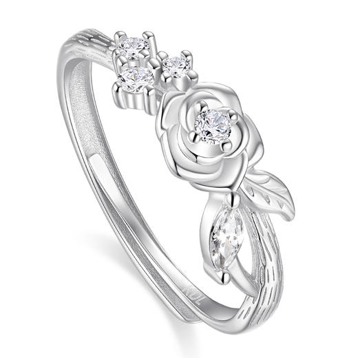 卡蒂罗KADER  荆棘玫瑰情侣对戒 足银999/925银 轻奢小众精致浪漫男女友氛围感开口可调节一对 简约气质高级感钟爱久久恋爱告白炙热的爱意 商品图1