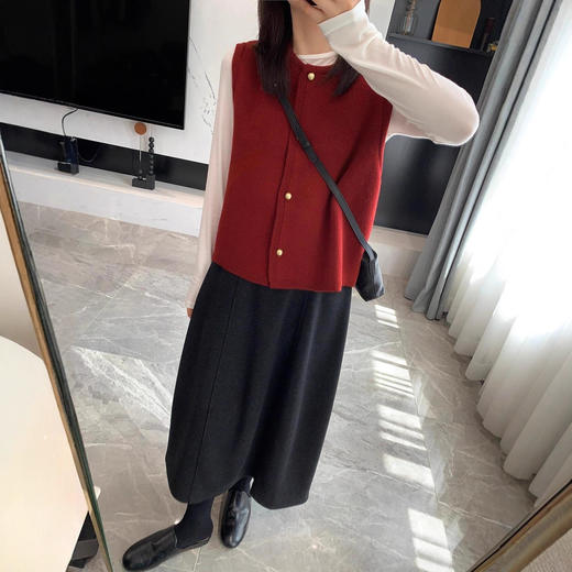 丁摩 必入半身裙秋冬醋酸羊毛A字高腰中长裙百搭花苞显瘦裙5ZF-11177 商品图1