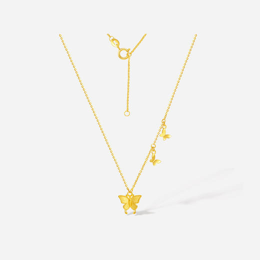 周六福黄18K金项链女蝴蝶结链坠AU750多彩金送礼 商品图2