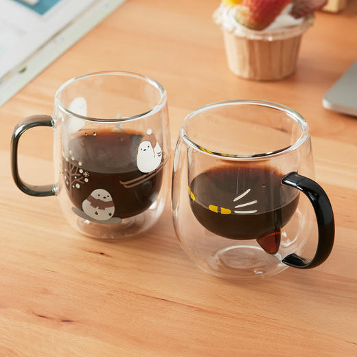 可爱动物双层玻璃杯马克杯牛奶杯咖啡杯耐高温 商品图0