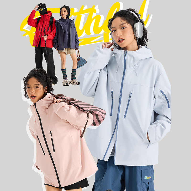 【幸运鹿】情侣款保暖防泼水三合一户外冲锋衣8568