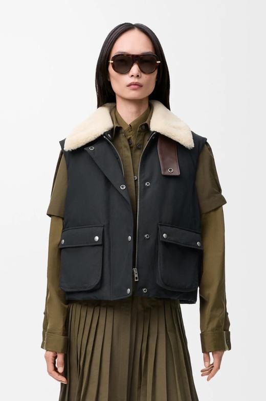 女款可拆卸领皮毛棉服马甲he014 商品图5