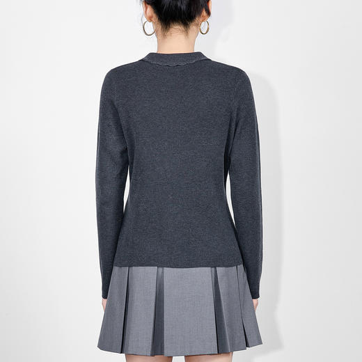 「高货wl」全新升级【铂金会员192/天猫259/差价67】(64726)洛诗琳气质简约花边娃娃领上衣2025秋冬减龄百搭针织上衣 商品图2