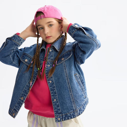 【MQD】套装女童外套2025春季新款儿童牛仔翻领简约百搭潮酷宝宝上衣 商品图4
