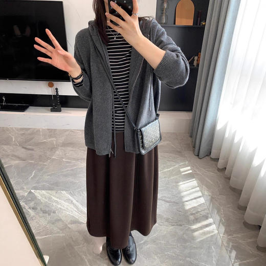 丁摩 必入半身裙秋冬醋酸羊毛A字高腰中长裙百搭花苞显瘦裙5ZF-11177 商品图3