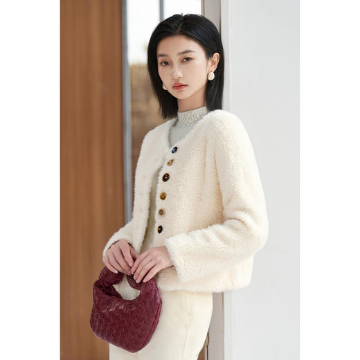 剩L 皮毛一体暖暖绒短外套 亲肤舒适仿皮毛 抗风保暖环保皮草小个子外套女5682 商品图0