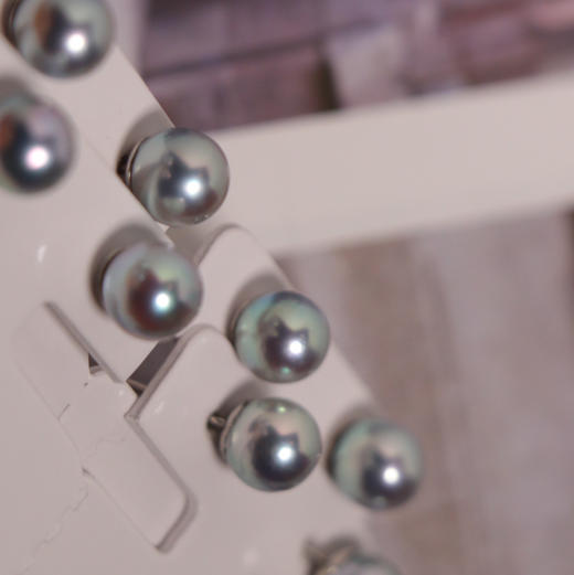 甄珠贝 真多麻色 akoya耳钉 7-8mm 纯银配件 商品图1